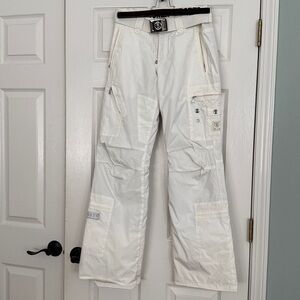 Bogner White Ski Pants with Belt size 6 Long